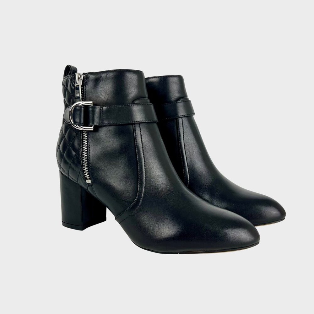 Marc Fisher Womens Weity Quilted Block Heel Booties Black Leather size 6